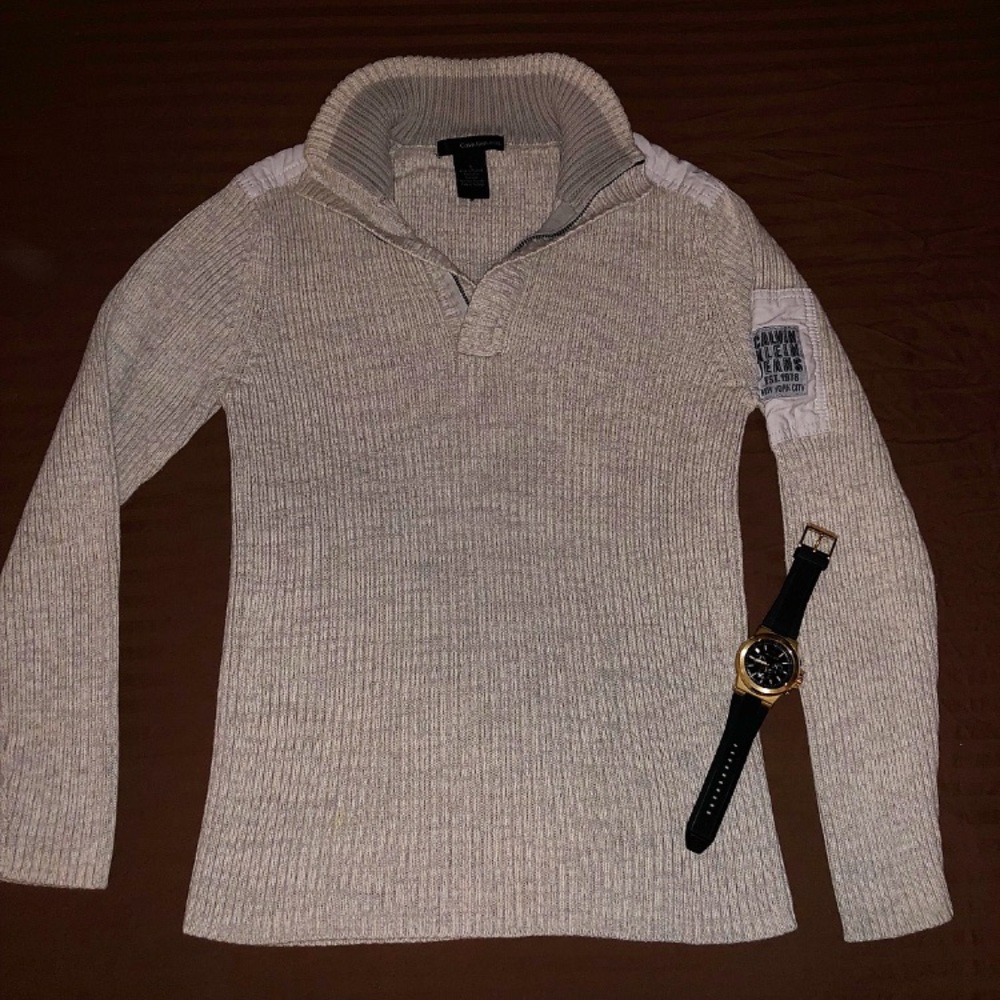 Men's Calvin Klein Jeans 1/4 zip 💯 cotton sweater